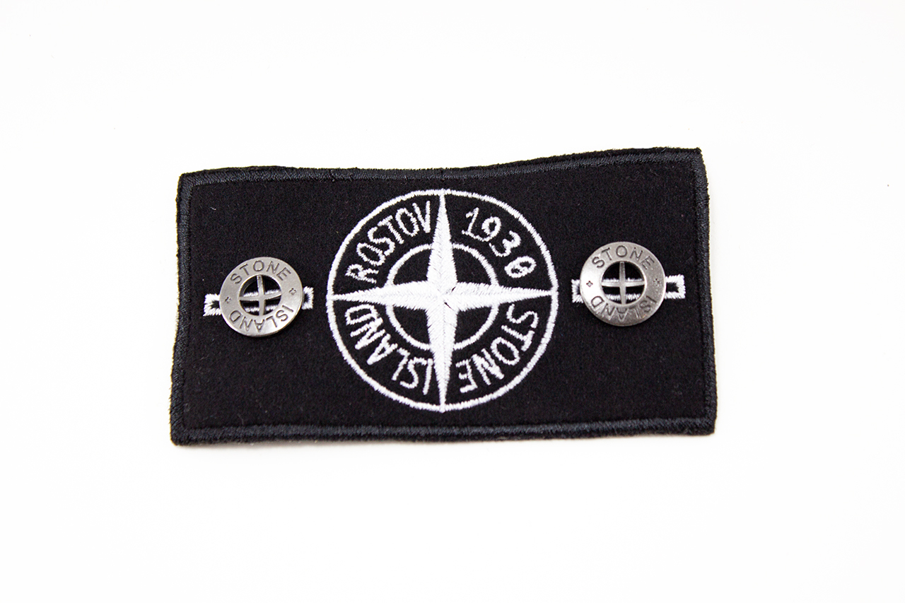 Патч Stone Island ROSTOV футбольный черно-белый + 2 пуговицы 